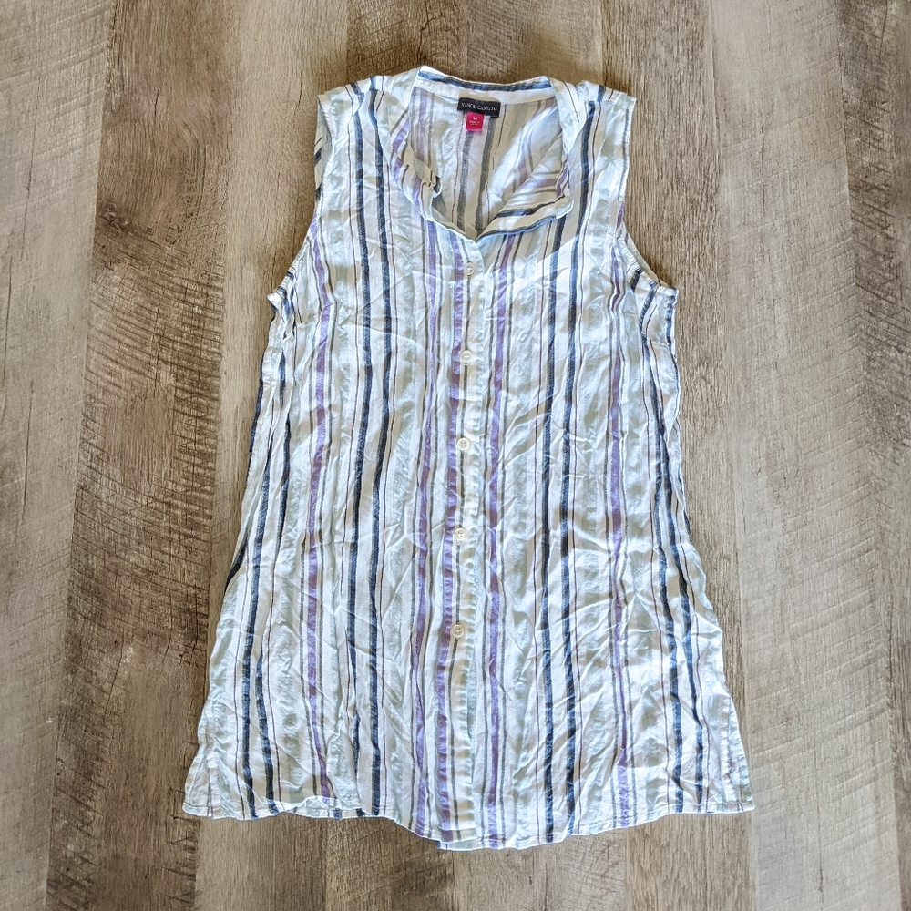 Vince Camuto Multi color Sleeveless Button Down Shirt Size Medium